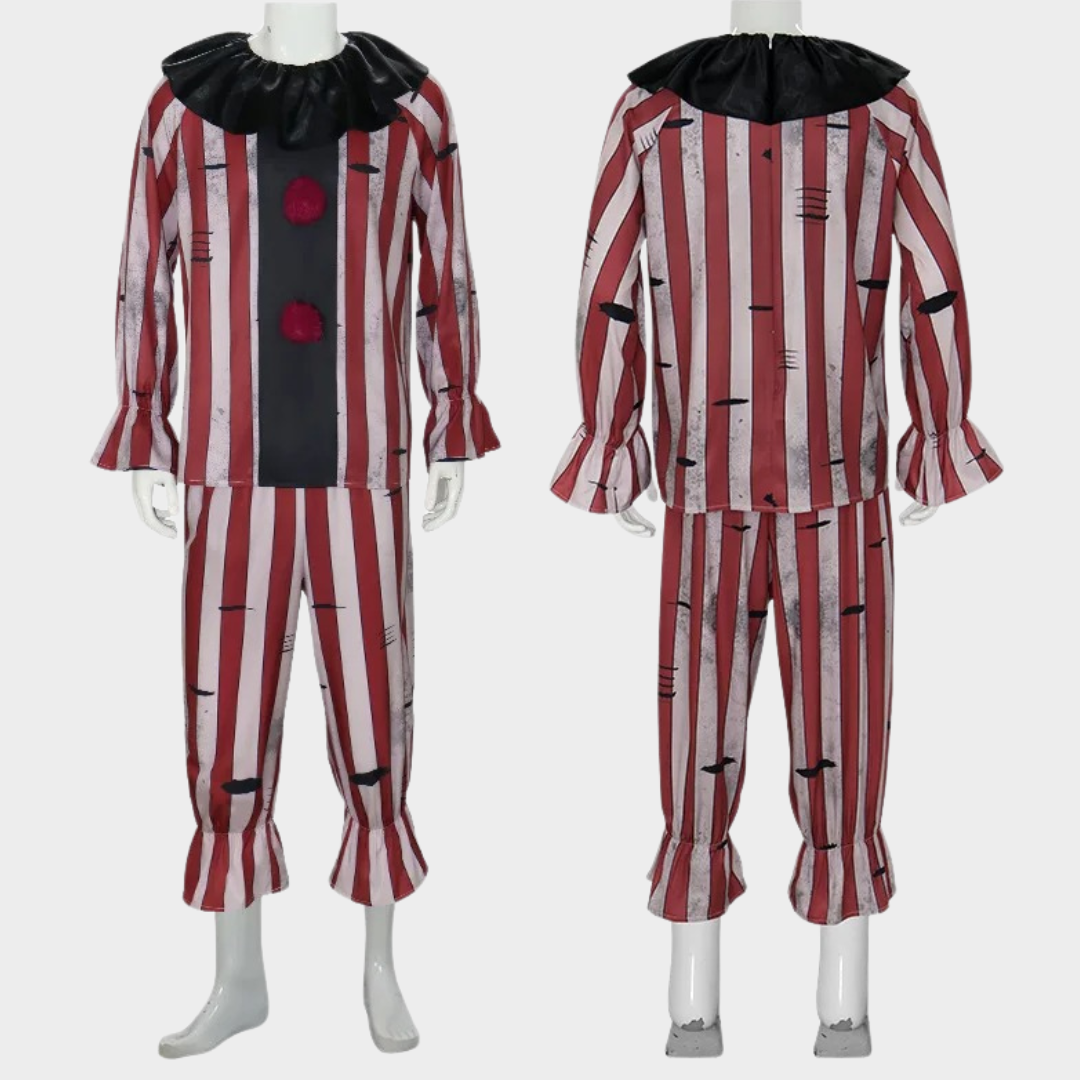 Evil Clown Halloween Costume – Unisex Bloodstain Cosplay Outfit Inspired by Art the Clown – Horror Role Play Party Uniform – Red