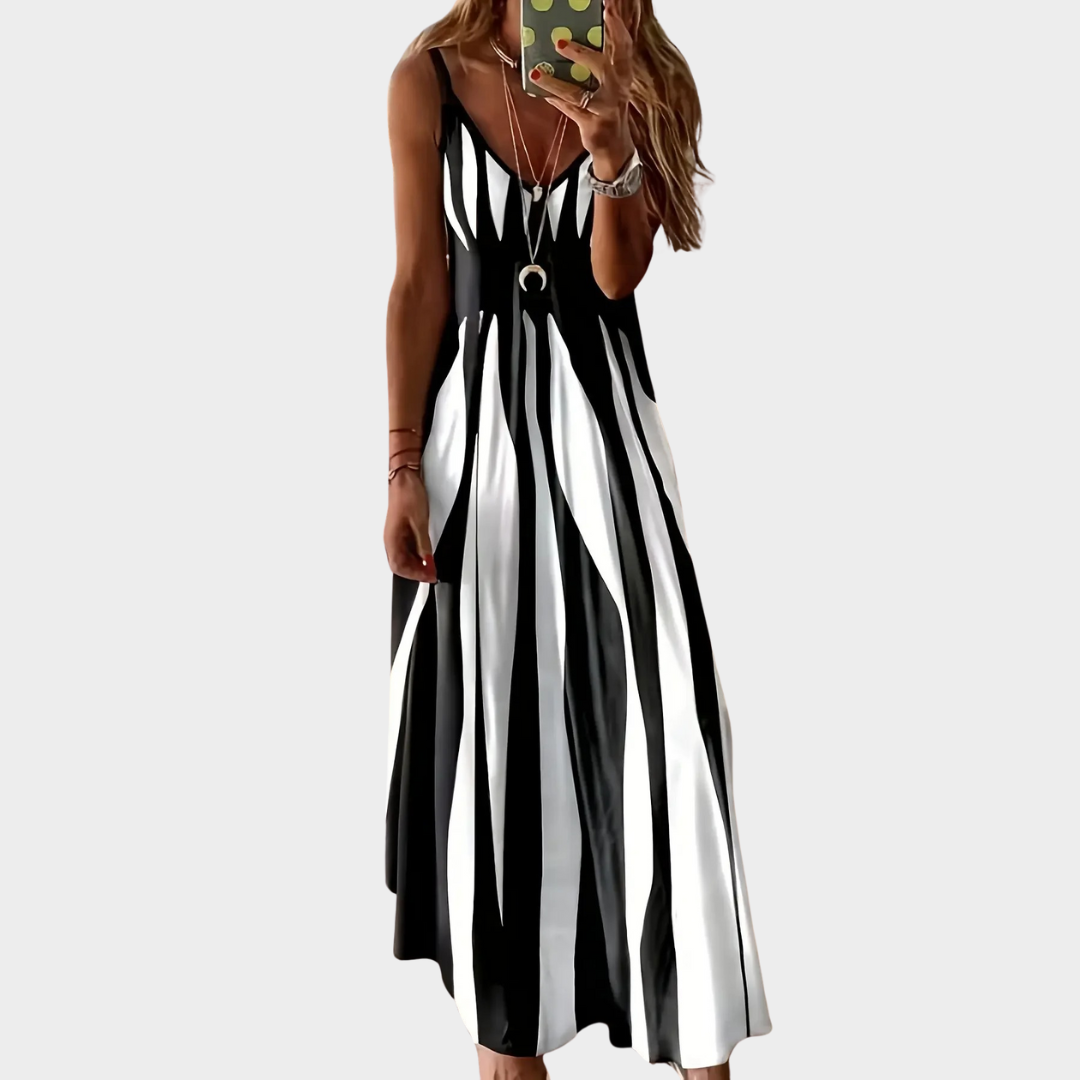 Women’s Printed V-Neck Long Dress – Elegant Flowing Maxi Dress – Lightweight Fabric – Multiple Colours