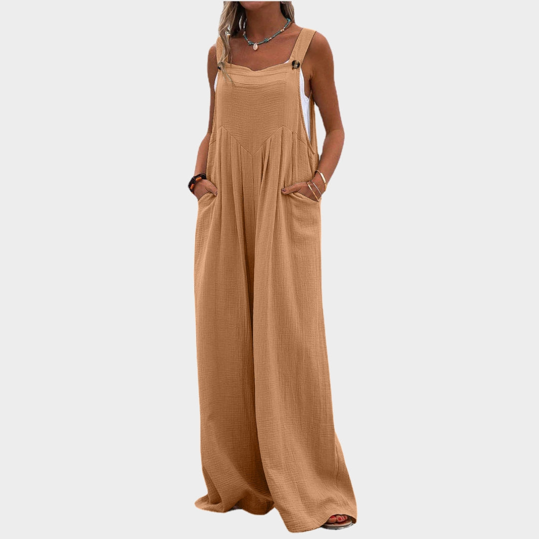 Women Lace-Up Hollow Out Jumpsuit – Long Pants, V-Neck, Elegant Office Rompers