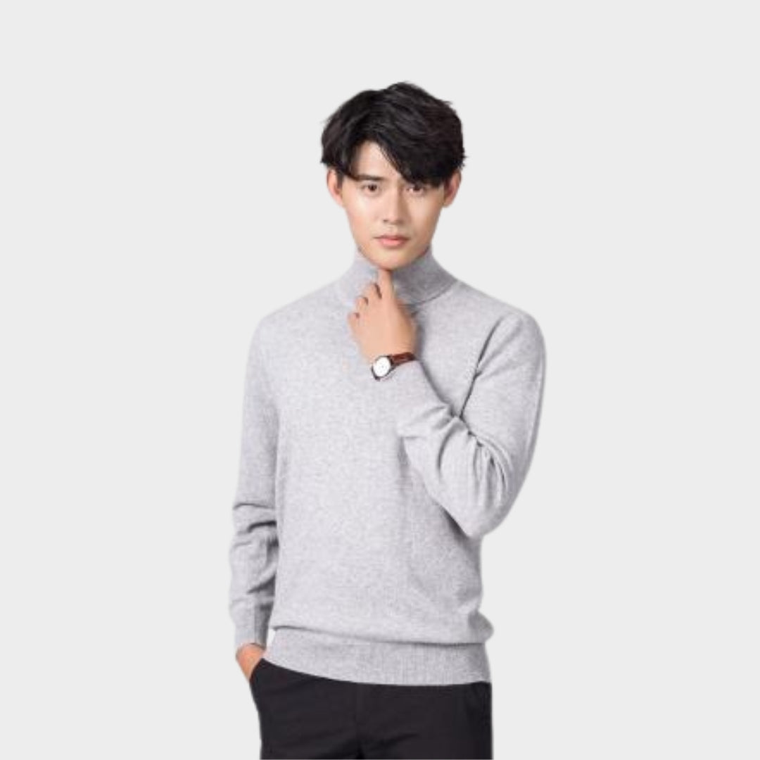 Men's Turtleneck Cashmere Cotton Blend Pullover Sweater – Fall/Winter, Yellow/Blue/Black/and More