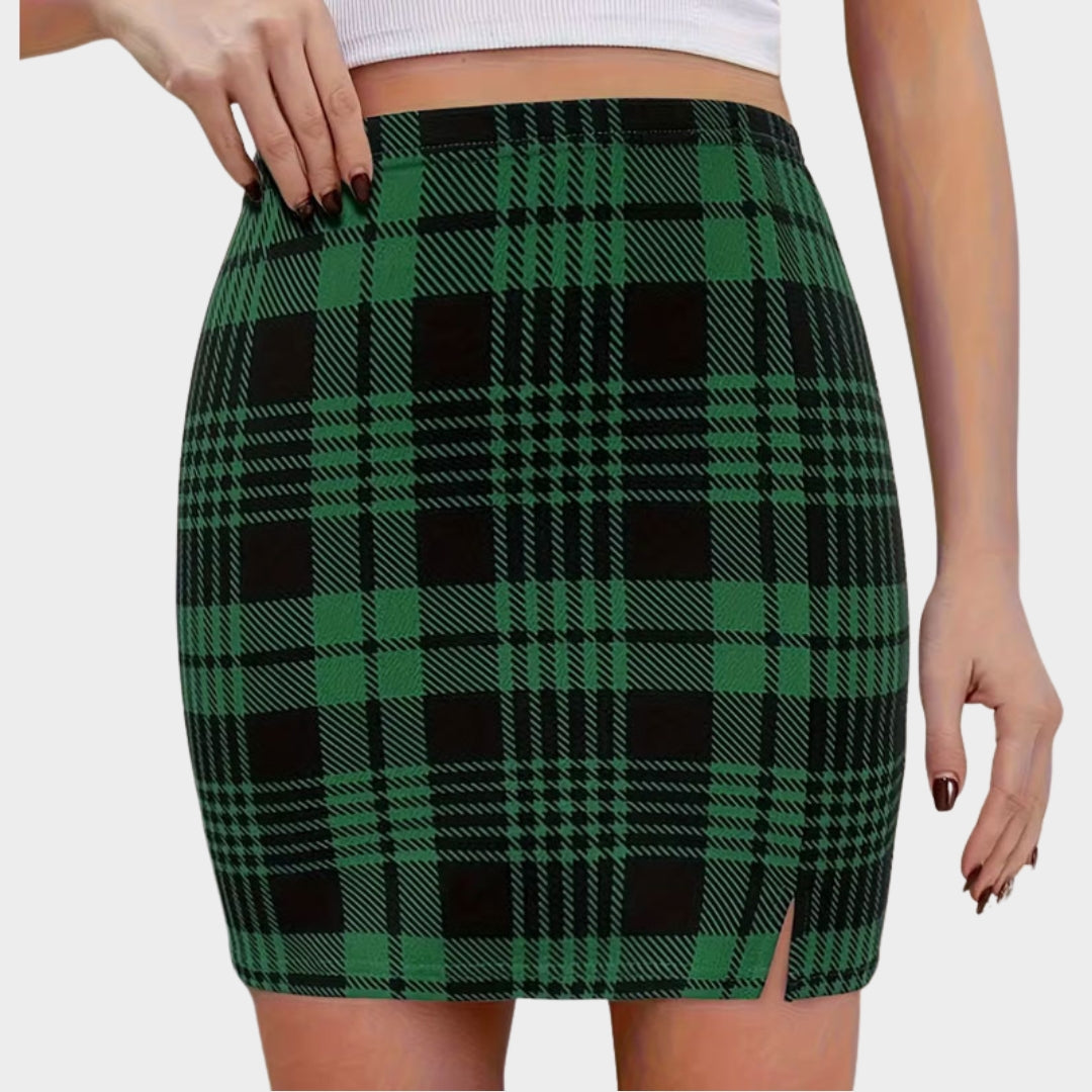 Women's High-Waist Plaid Mini Skirt - Pencil Fit Short Skirt - Multiple Colours