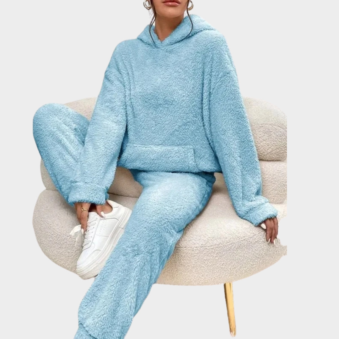 Women's Plush Two-Piece Lounge Set – Hoodie & Pants – Soft Fleece – Multiple Colours