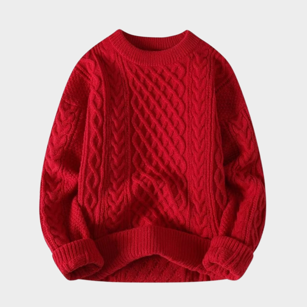 Men's Korean Fashion Sweater – Autumn Winter Warm Casual Loose Knit Pullover, Black/Khaki/Grey/Red, Cozy Material