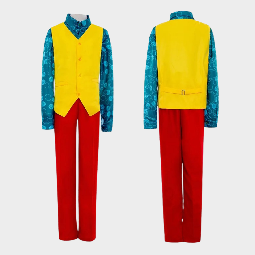 Men Joker Halloween Costume – Arthur Fleck Clown Cosplay Outfit with Red Suit – Movie Inspired Fancy Party Uniform – Red