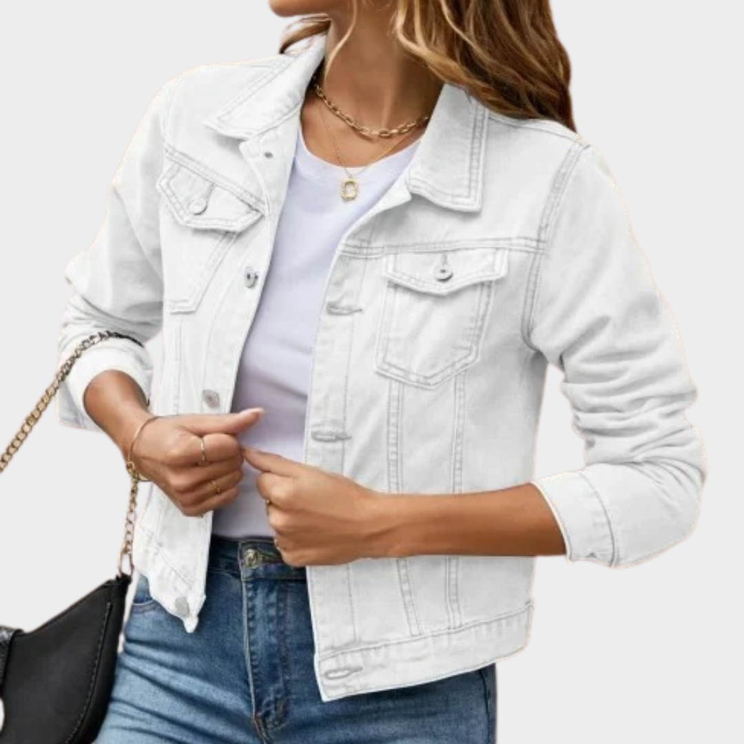 Women’s Slim Fit Denim Jacket – Lapel Detail with Silhouette-Smoothing Design – Multiple Colours