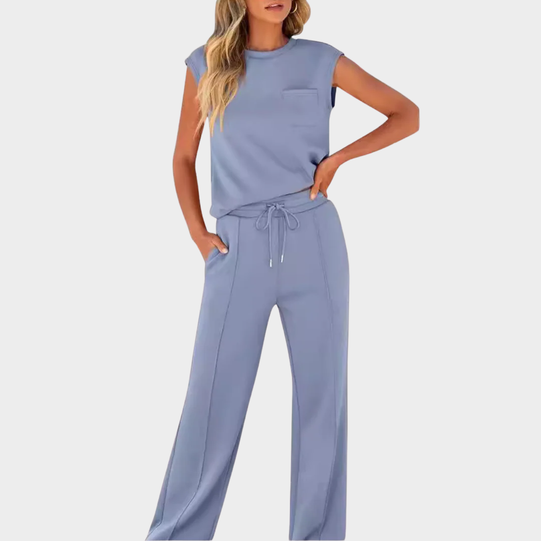 Women’s Casual Lounge Co-Ord – High Waist Two-Piece Sleeveless Set – Multiple Colours