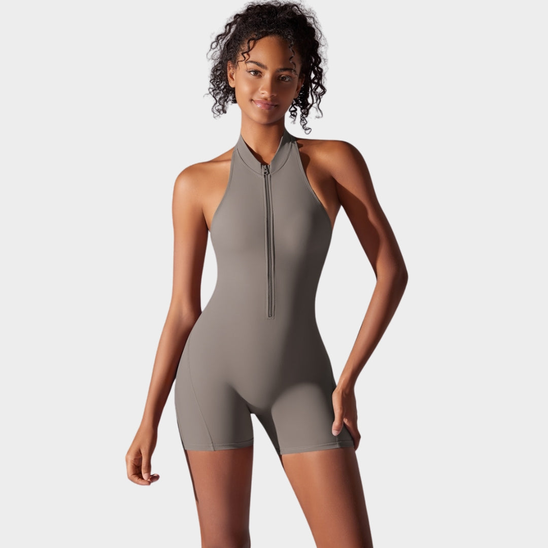 Women's Backless Yoga Jumpsuit - Sleeveless Sports Romper - Zip Front - Multiple Colours