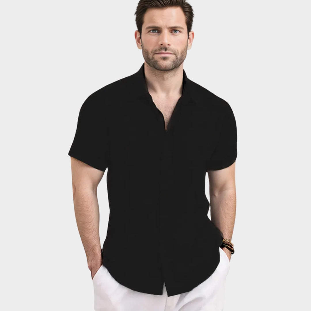 Men's Summer Short-Sleeve Shirt - Lapel Collar - Lightweight & Breathable - Casual Beachwear - Multiple Colours