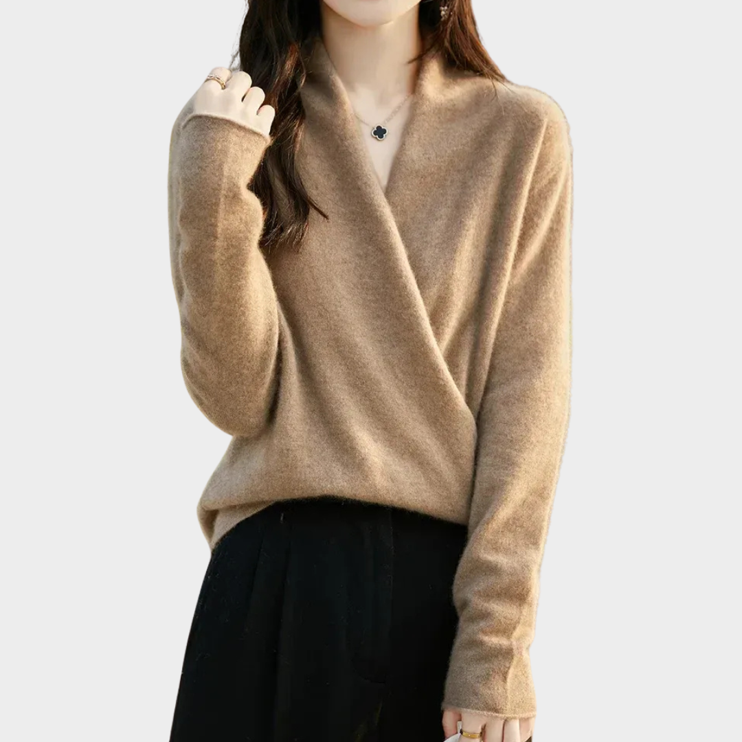 Women’s Merino Wool Sweater – 100% Cashmere Knit Loose Fit Long Sleeve Pullover Top – Multiple Colours