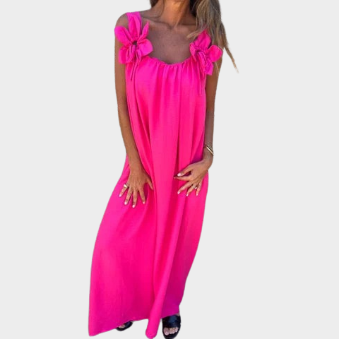 Women Sleeveless Maxi Dress – Loose Fit Casual Solid Style Lightweight Fabric – Multiple Colours