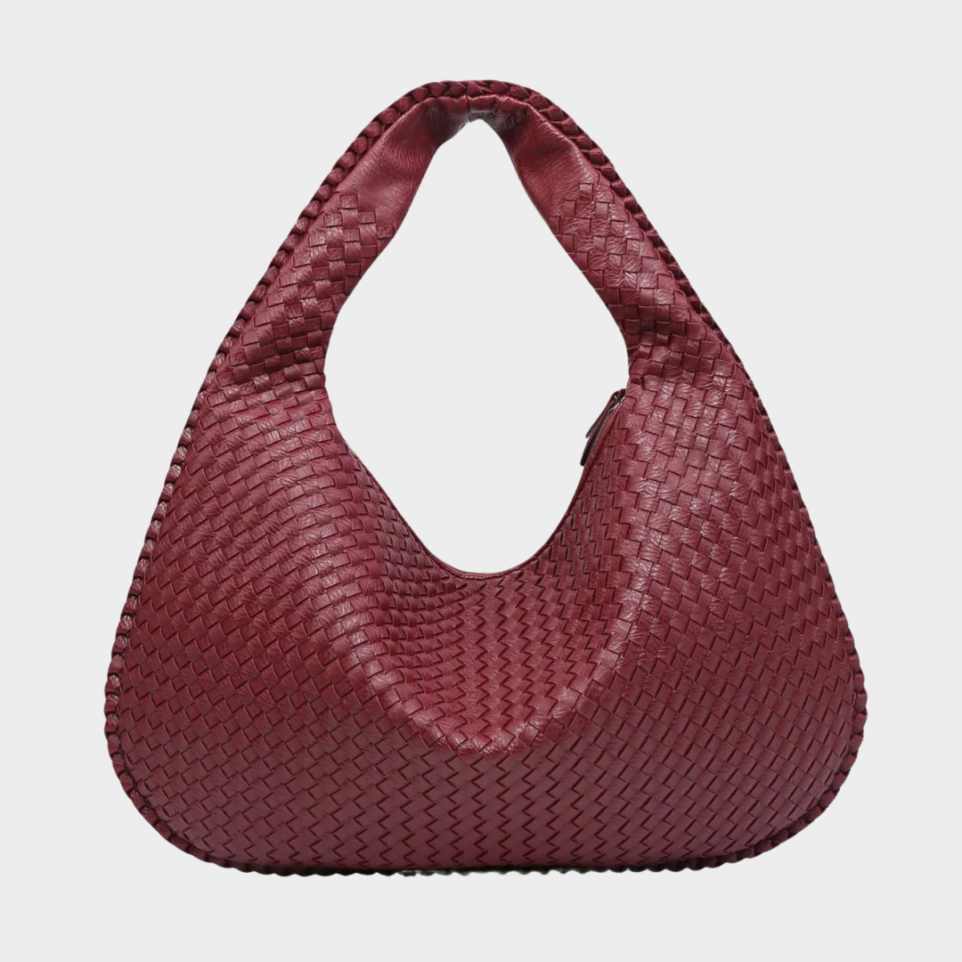 Women’s Handbag – Large Capacity PU Crescent Shoulder Bag – Dumpling Style – Retro Woven Look – Multiple Colours