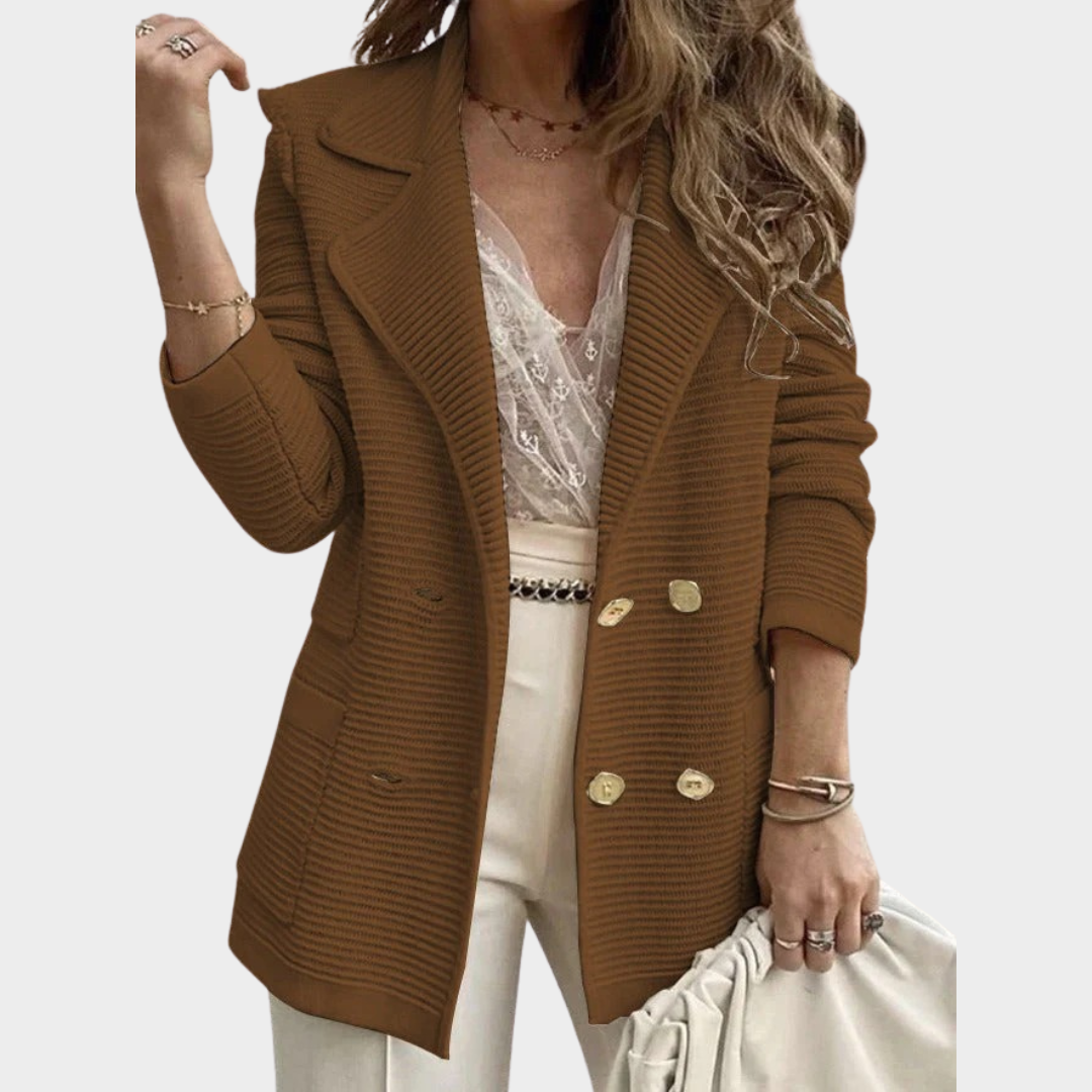 Women's Cotton Long Sleeve Outerwear – Pit Stripe Suit Jacket – Casual Fashionable Slim Fit Coat – Multiple Colours