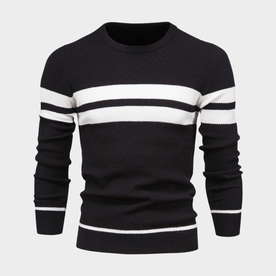 Men's Patchwork Sweater - O-Neck, Long Sleeve, Slim Fit, Warm Casual Knitwear (Coffee, Black, Army Green, and More)
