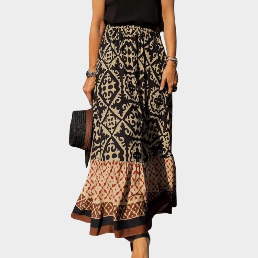 Women’s Long Skirt – Boho Style – Elastic Waist – Floral Print – Casual Loose Fit – Multiple Colours