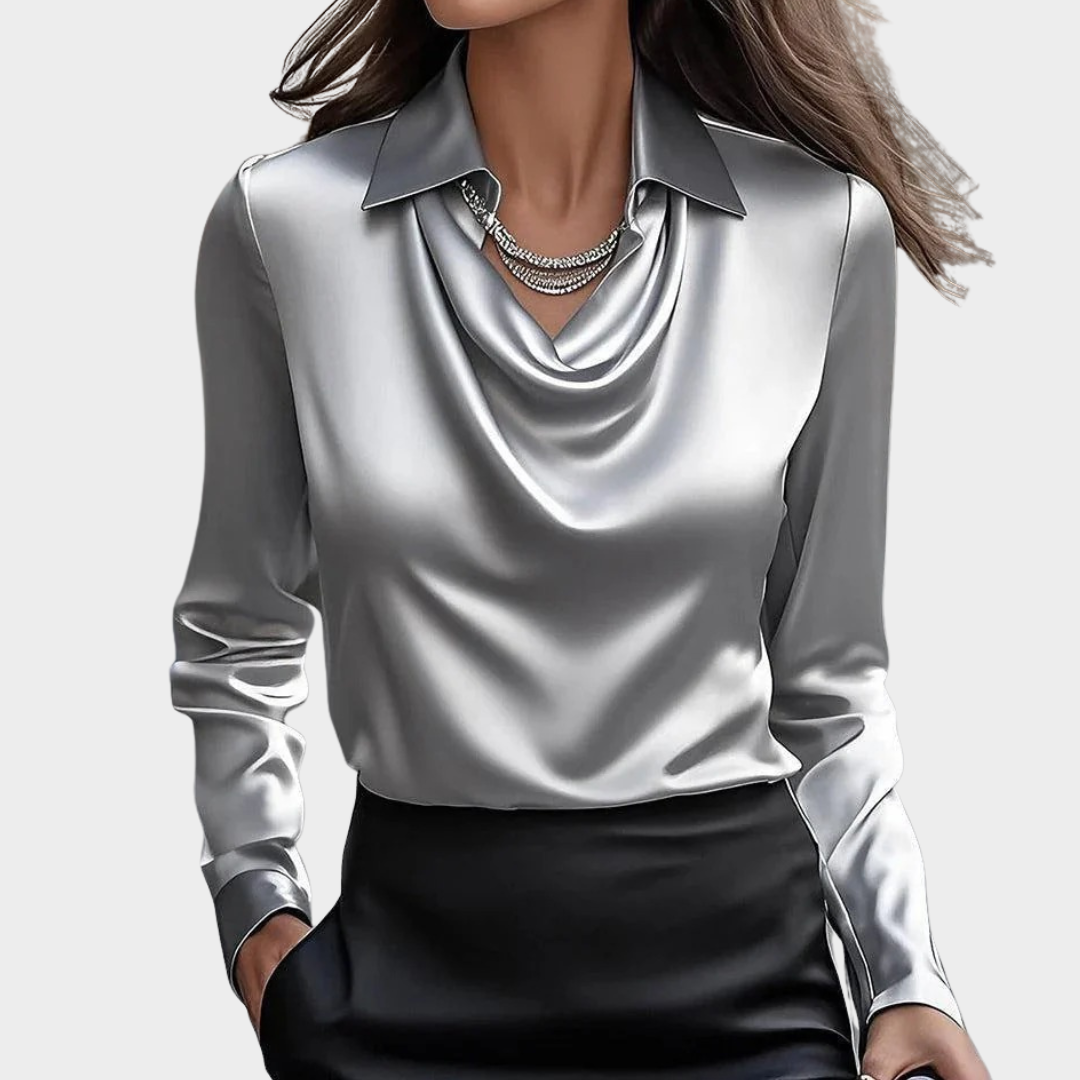 Women's Satin Long Sleeve Button Shirt – Elegant Loose Fit Casual Streetwear Blouse – Multiple Colours