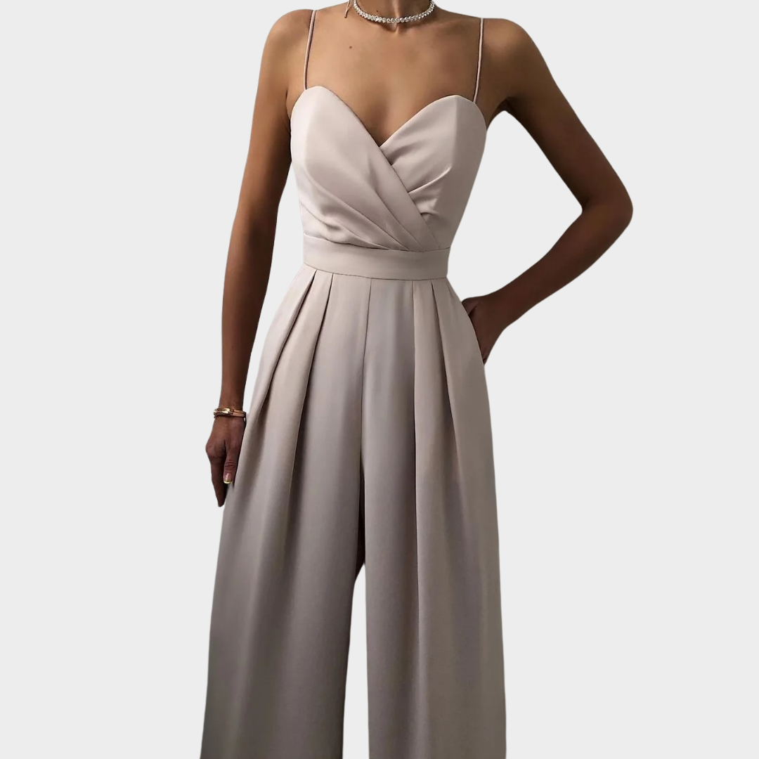 Women’s Sleeveless V-Neck Jumpsuit – High Waist Wide-Leg Romper Style with Slim Fit and Long Pants – Multiple Colours