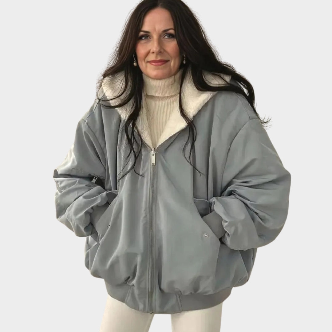 Women’s Oversized Hooded Double-Sided Jacket - Winter Warm Thickened Cashmere Coat - Fluffy Outerwear - Blue, Beige, Black