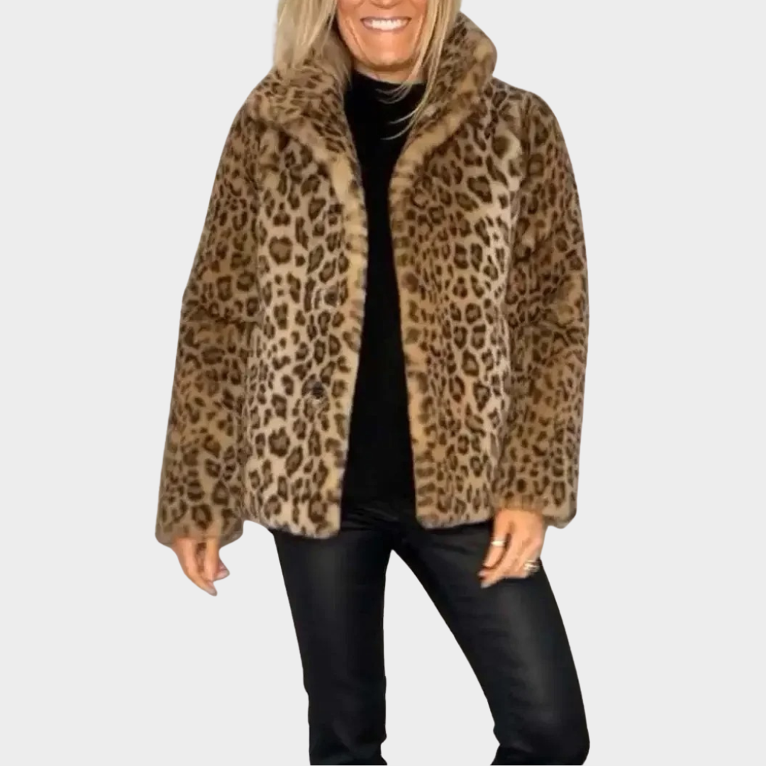 Women's Leopard Print Fleece Coat – Plush Open Cardigan Jacket with Soft Comfortable Fit – Multiple Colours