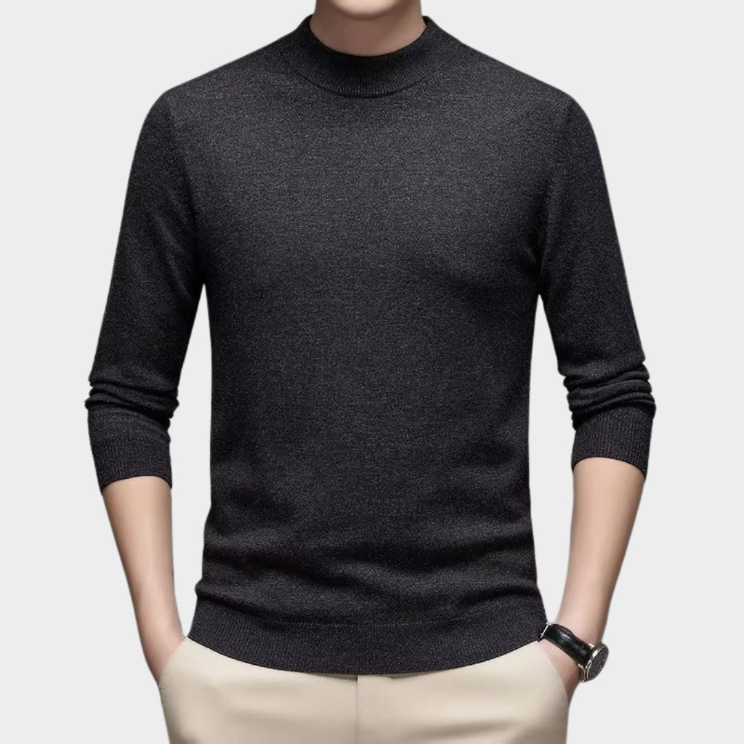 Men's Wool Sweater – Slim Fit Turtleneck Cashmere Knit, Solid Colors