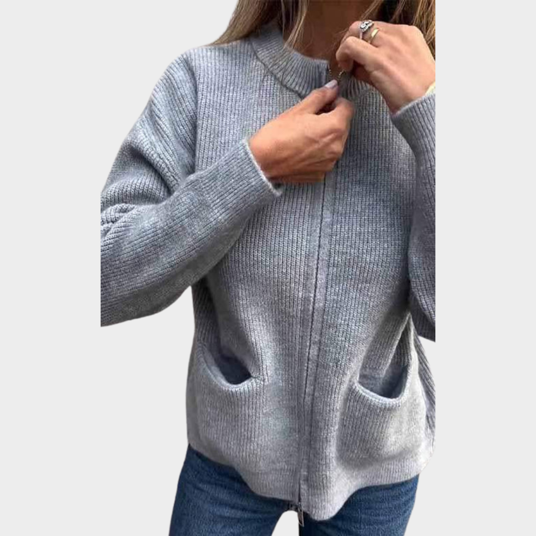 Women's Long Sleeve Knitted Cardigan – Casual Outerwear – Pockets – Multiple Colours
