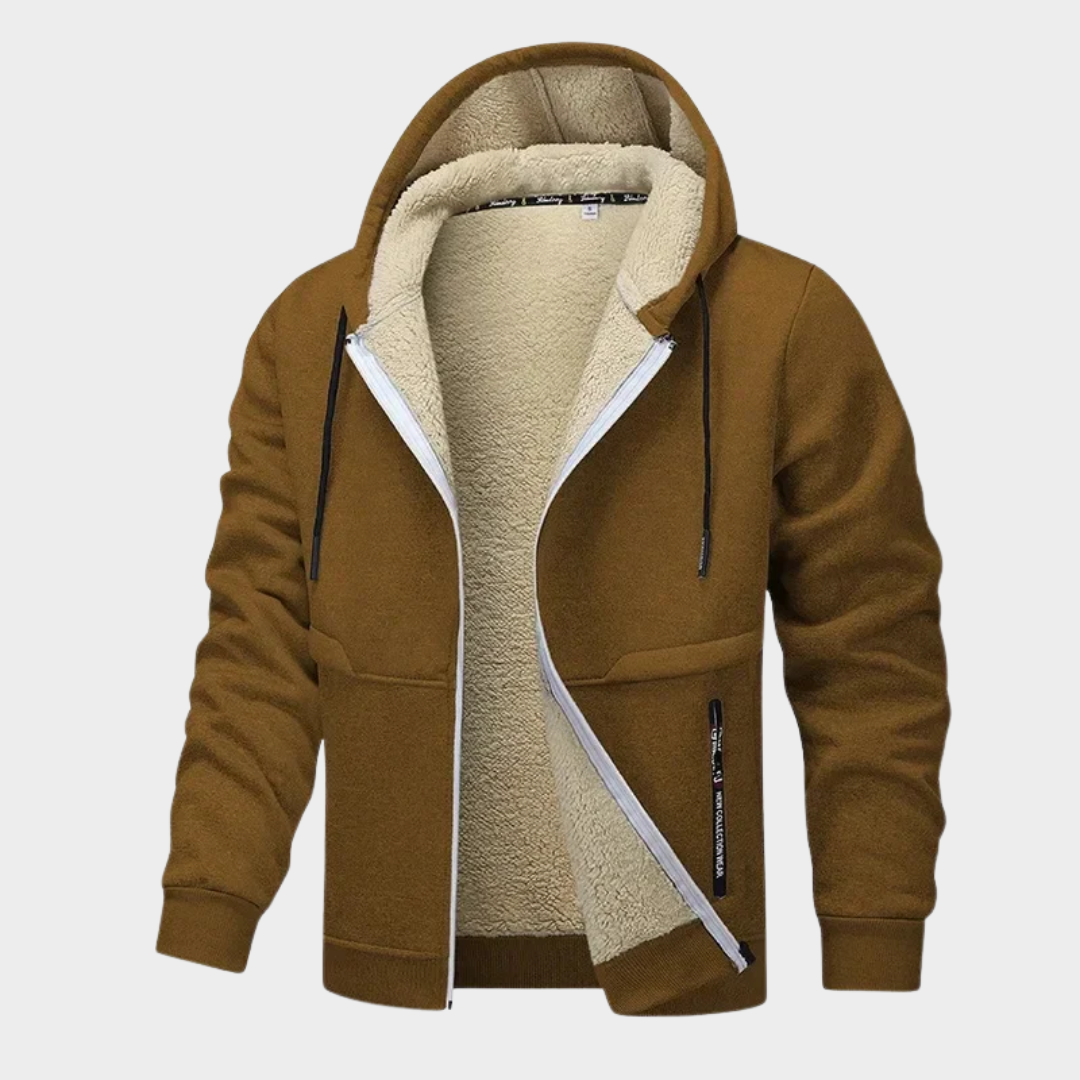 Men’s Hooded Windbreaker Jacket – Fleece Lined Casual Outdoor Zipper Coat – Multiple Colours