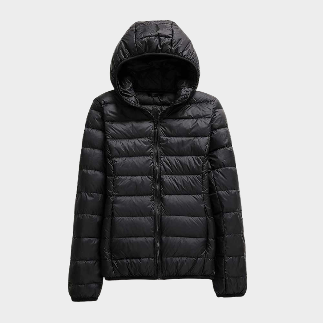 Women Hooded Puffer Jacket – Ultralight Packable Down Coat – 90 Percent White Duck Down Warm Insulated Outerwear – Multiple Colours