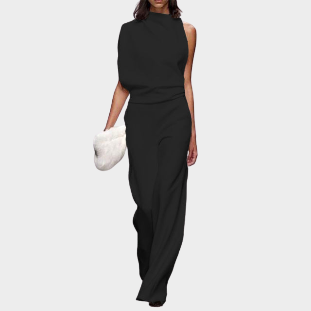 Women's Sleeveless Jumpsuit – Stand Collar – Elegant Backless Design – Multiple Colours