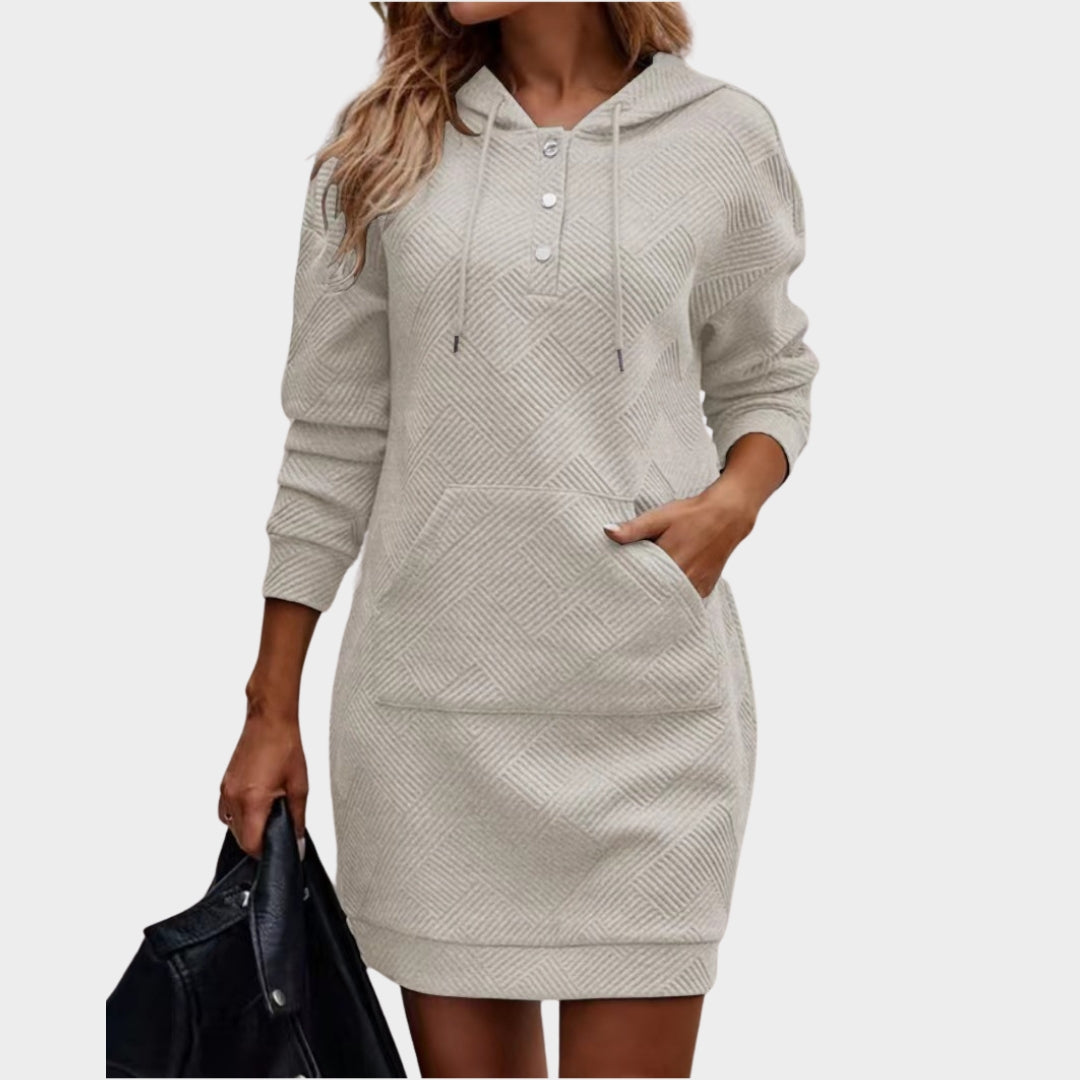 Women's Casual Sweatshirt – Half Striped Hooded Pullover, Slim Fit - Multiple Colours