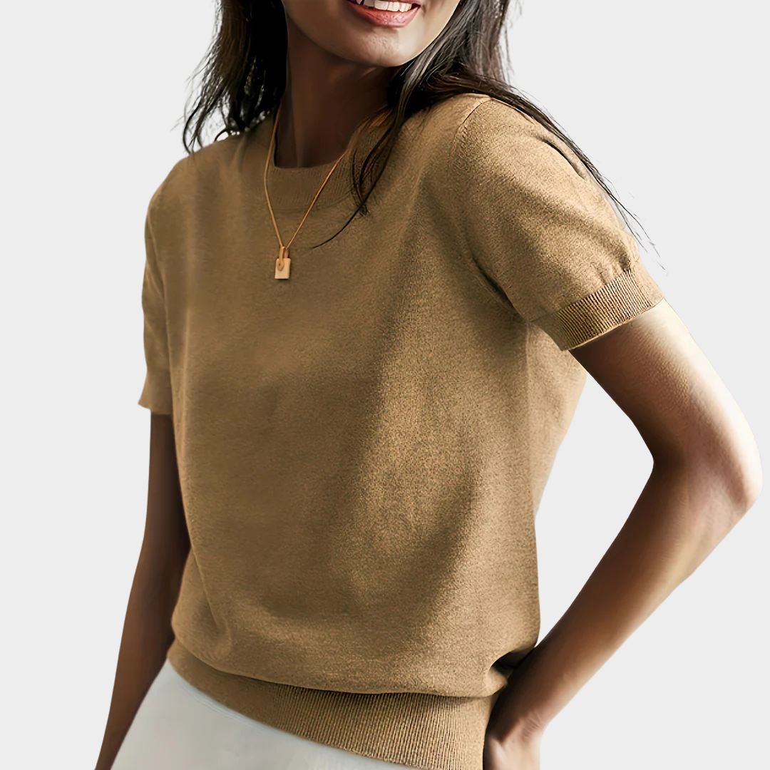 Women’s Casual Short Sleeve Crew Neck Top – Relaxed Fit Lightweight Knit Tee – Versatile Everyday Style – Multiple Colours
