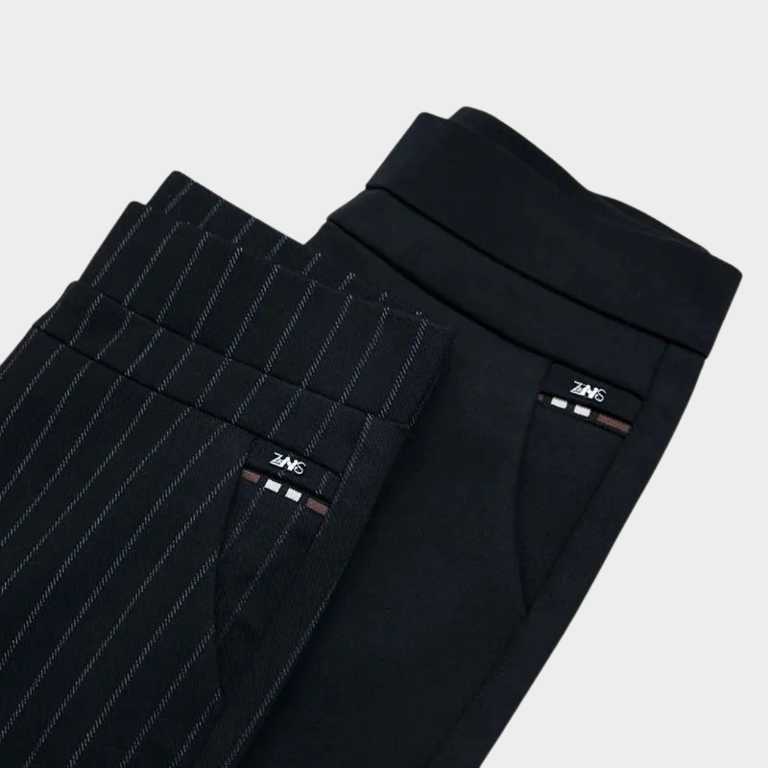 Women's Elastic Waist Straight Trousers – Casual Stripe Pencil Pants – Comfortable Fit – Multiple Colours