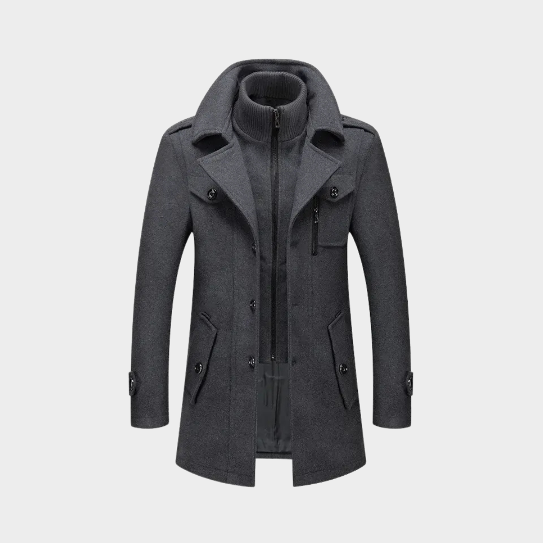 Men's Autumn/Winter Business Woolen Overcoat – Double Collar - Anti-Cold Nestle Jacket -