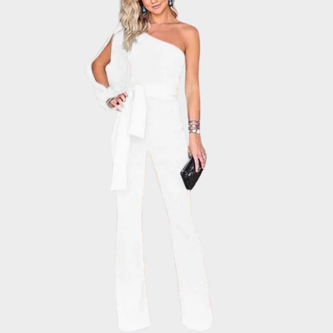 Women's Off-Shoulder Jumpsuit – Slim Fit – High Waist – Lace-Up Detail – Multiple Colours