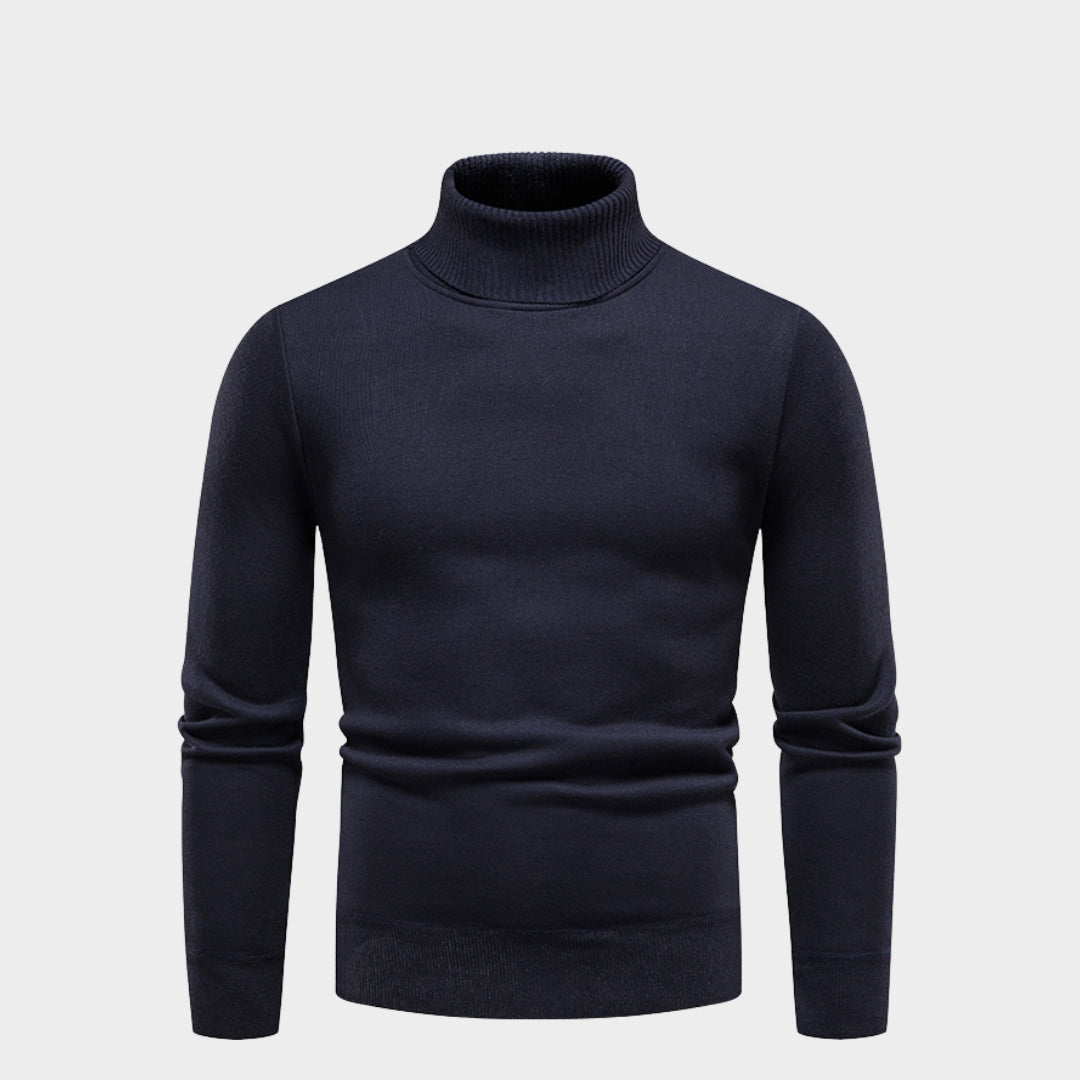 Men’s Turtleneck Sweater - Solid Color Slim Fit Casual Knitwear, Warm Winter Sweater, Black, Navy, White, and More