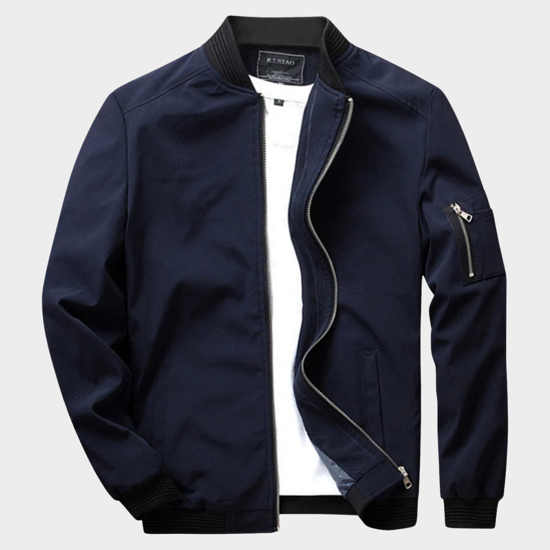 Men’s Bomber Jacket – Slim Fit – Lightweight Windbreaker – Zip Closure – Multiple Colours