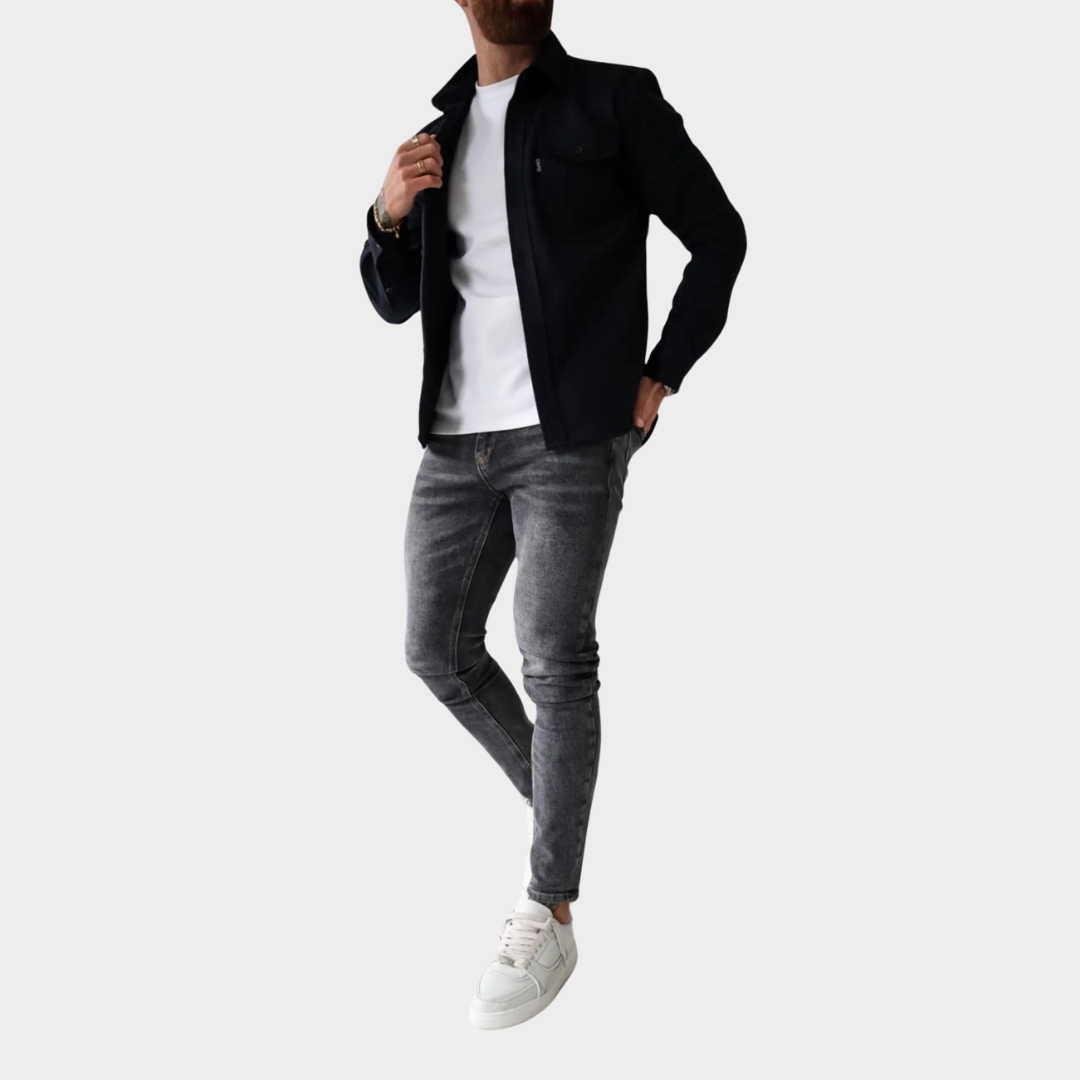Men's Shirt Jacket – Long Sleeve – Lapel Collar – Single-Breasted – Multiple Colours