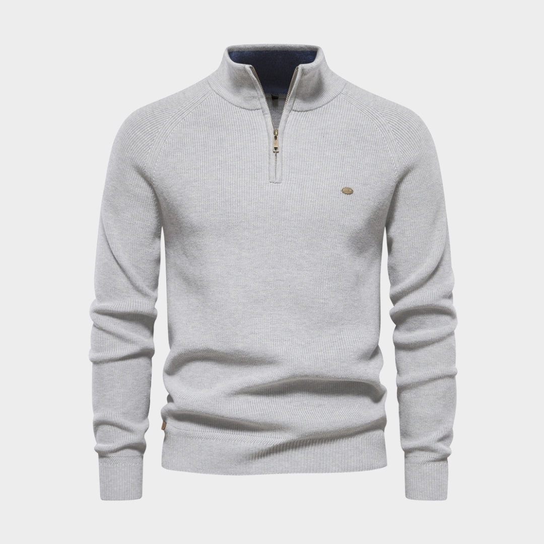 Men's Cotton Zipper Sweater– High Collar Knitted Sweater - Warm Casual Winter Fashion