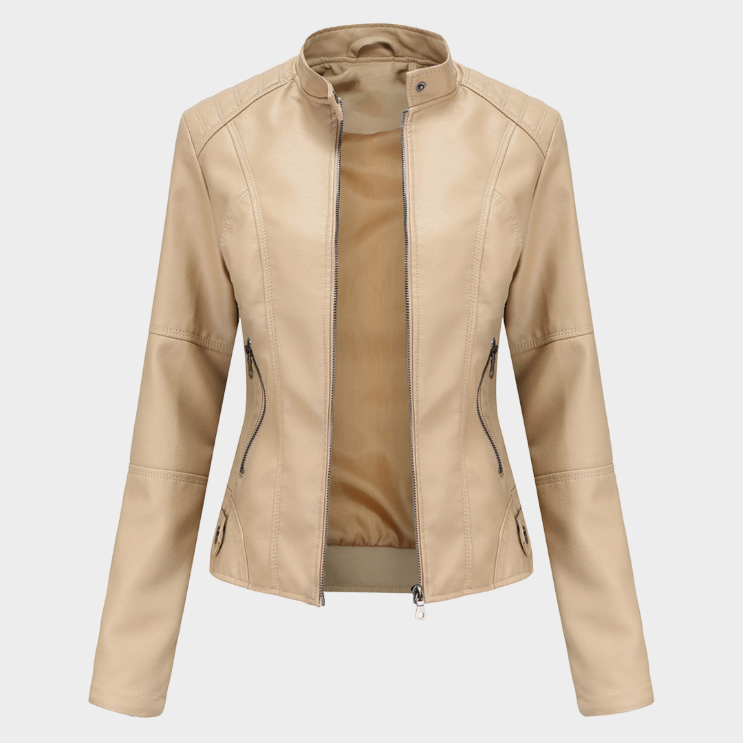 Women's Faux Leather Moto Jacket - Biker Style - Zip-Up - Multiple Colours