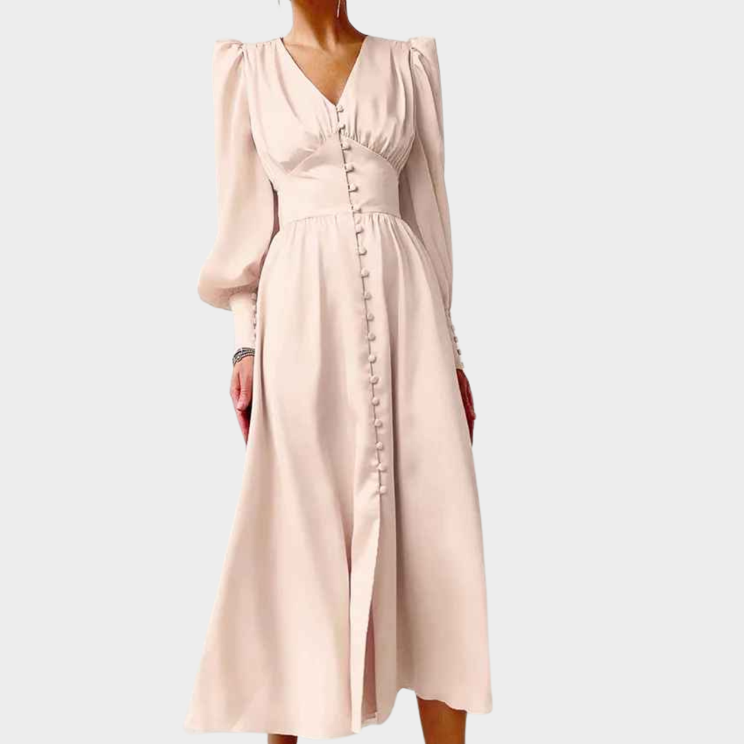 Women's Long Satin Dress - V-Neck Waist-Tie - Elegant Retro Style - Soft Silky Fabric - Multiple Colours