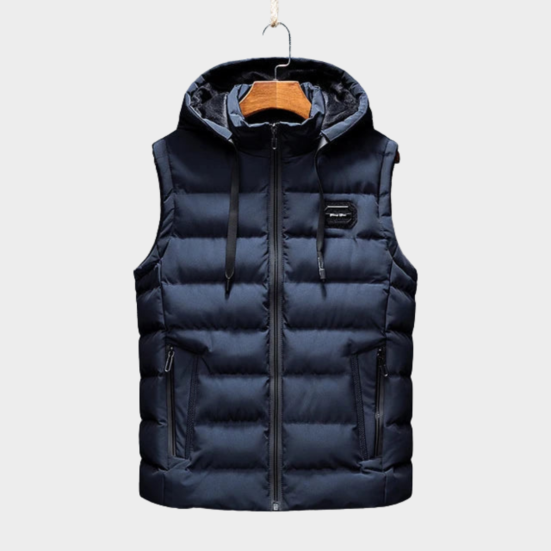 Men's Hooded Vest Jacket – Casual Sleeveless Waistcoat – Warm Zip-Up Gilet – Multiple Colours
