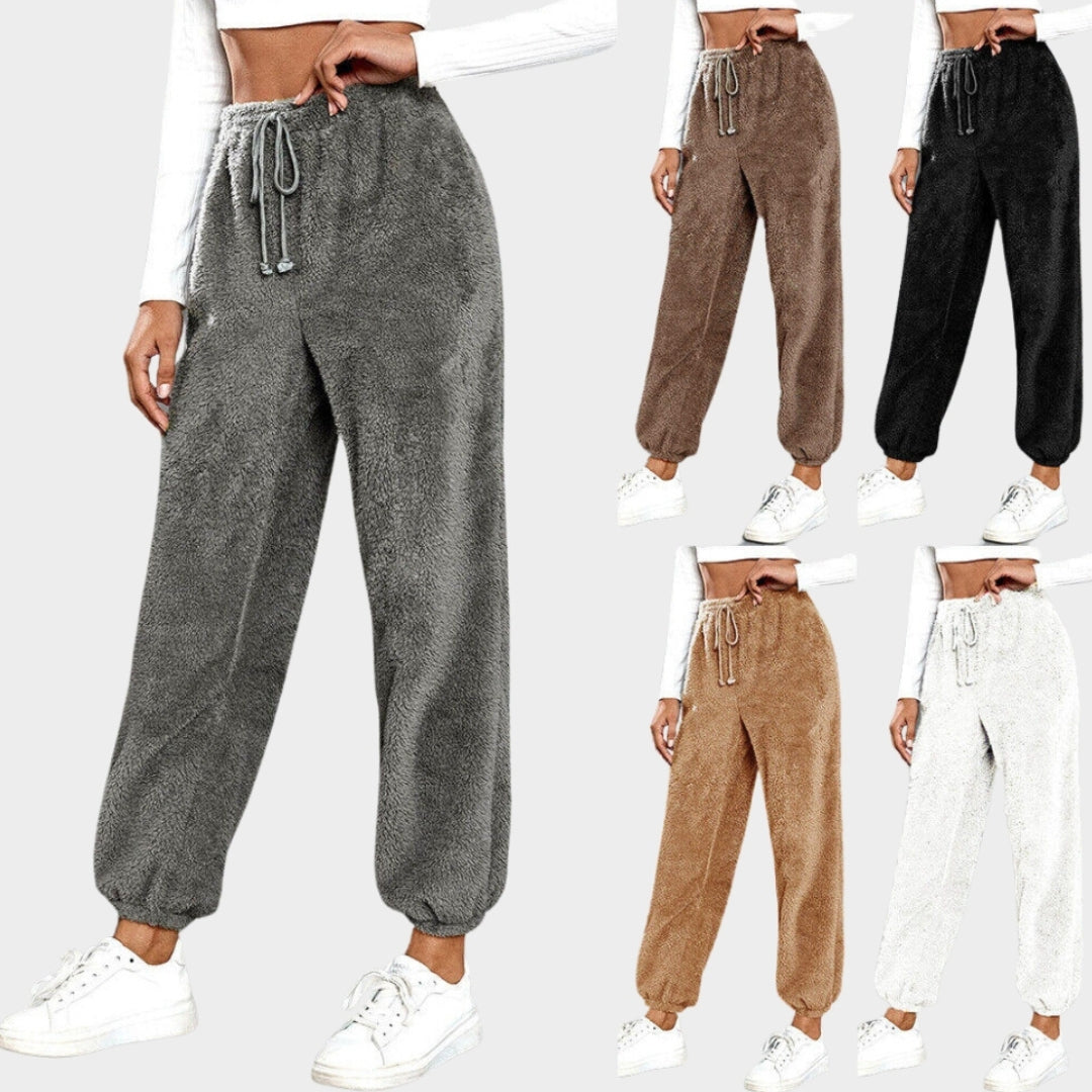 Women’s Teddy Bear Fleece Sweatpants - Winter Warm Casual Jogging Pants, Coffee, Grey, and More