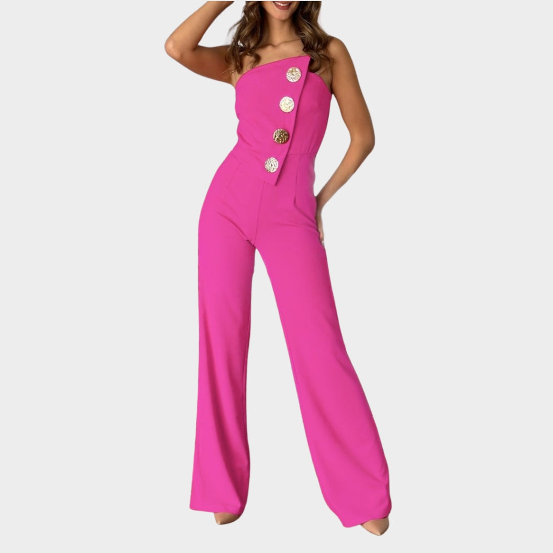 Women Romper Jumpsuit – Backless Tube Top, Bootcut Long Pants, Summer Streetwear