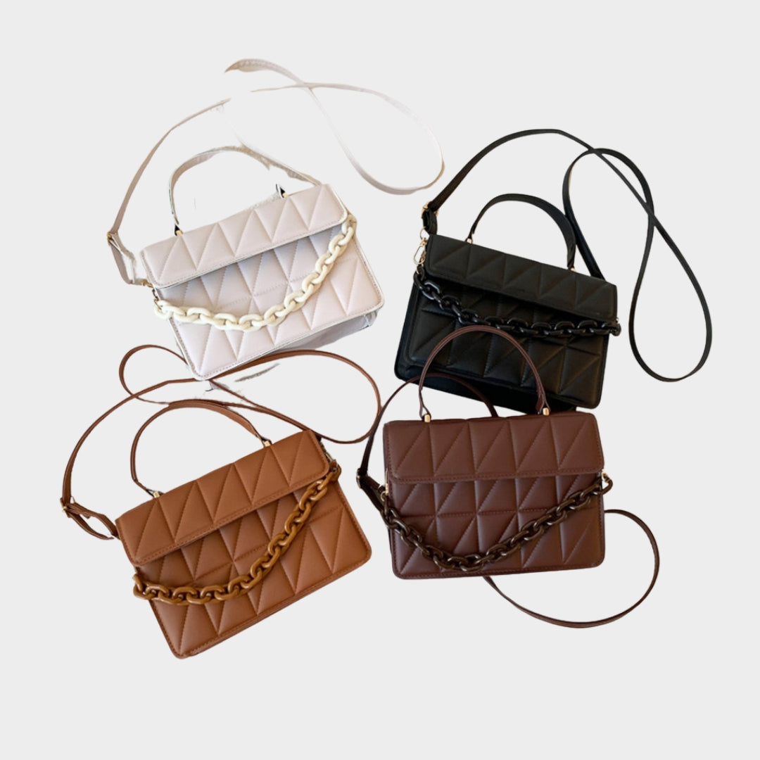 Fashion Checkered Women’s Shoulder Bag - Chain Crossbody Small Flap Top Handbag in Black, Brown, and More