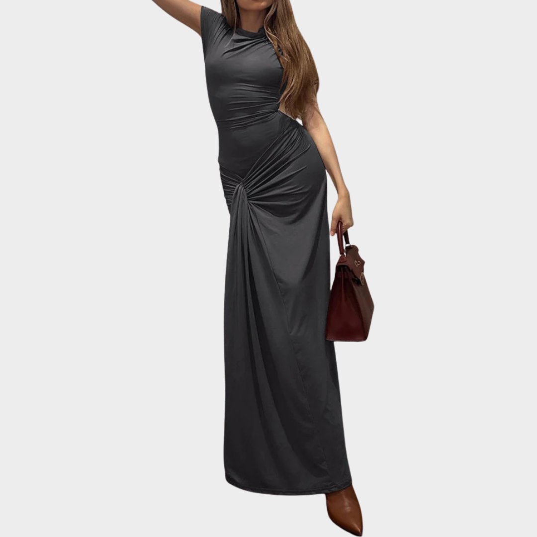 Women Maxi Dress – High Waist Sleeveless Bodycon Long Dress with O-Neck and Lace-Up Detailing – Elegant Evening Party Wear – Multiple Colours