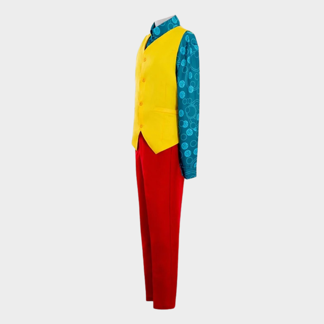 Men Joker Halloween Costume – Arthur Fleck Clown Cosplay Outfit with Red Suit – Movie Inspired Fancy Party Uniform – Red