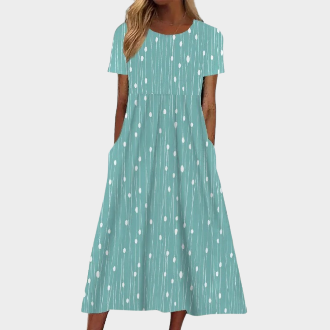 Women’s Maxi Dress – Boho Style – Loose Fit – Floral Print – O-Neck – Short Sleeve – Multiple Colours
