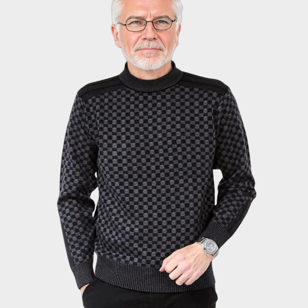 Men’s Turtleneck Sweater – Casual Warm Cashmere, Slim Fit, Dark and Light Grey