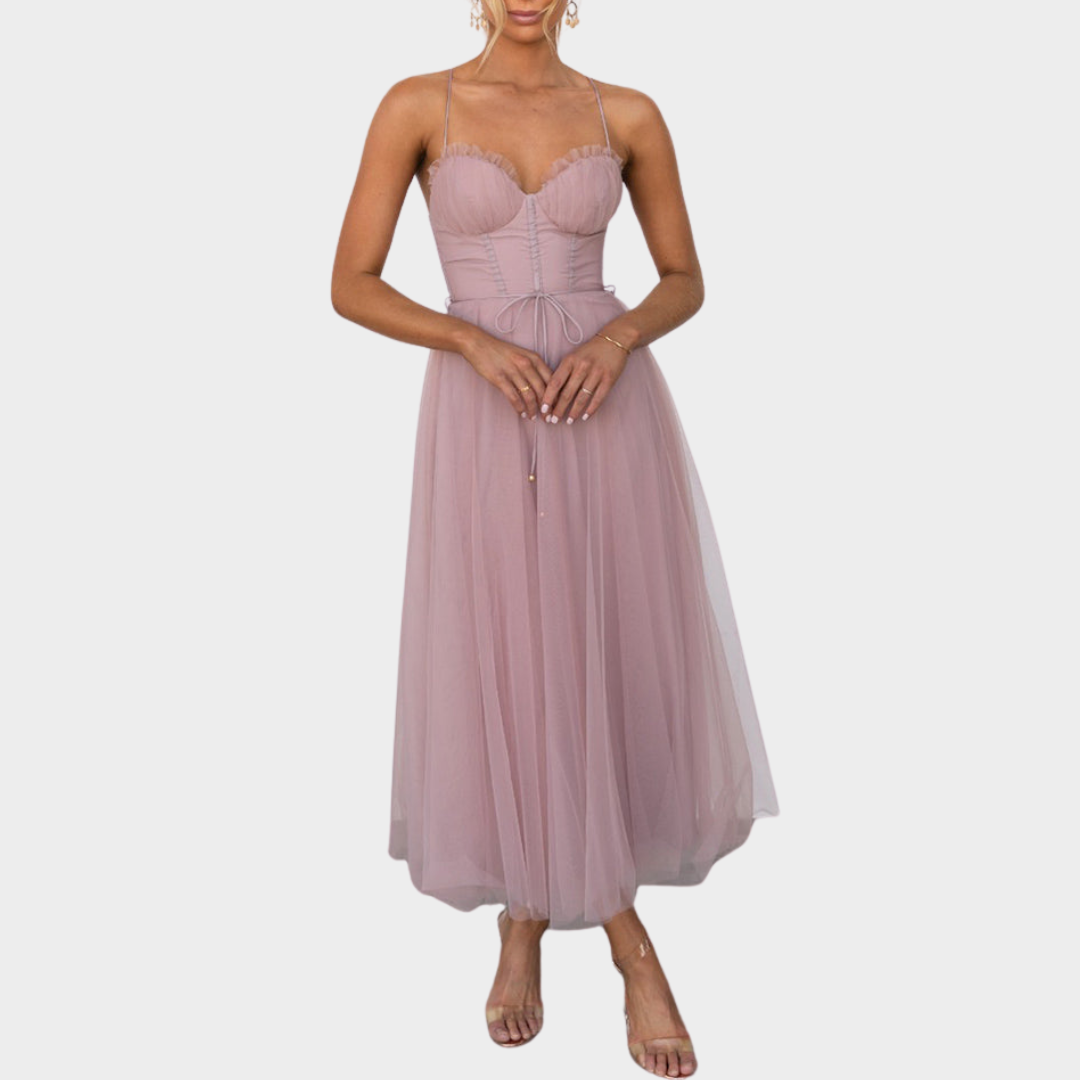 Women's Mesh Suspender Dress – Sleeveless Cocktail Party Dress – Elegant Evening Wear – Multiple Colours