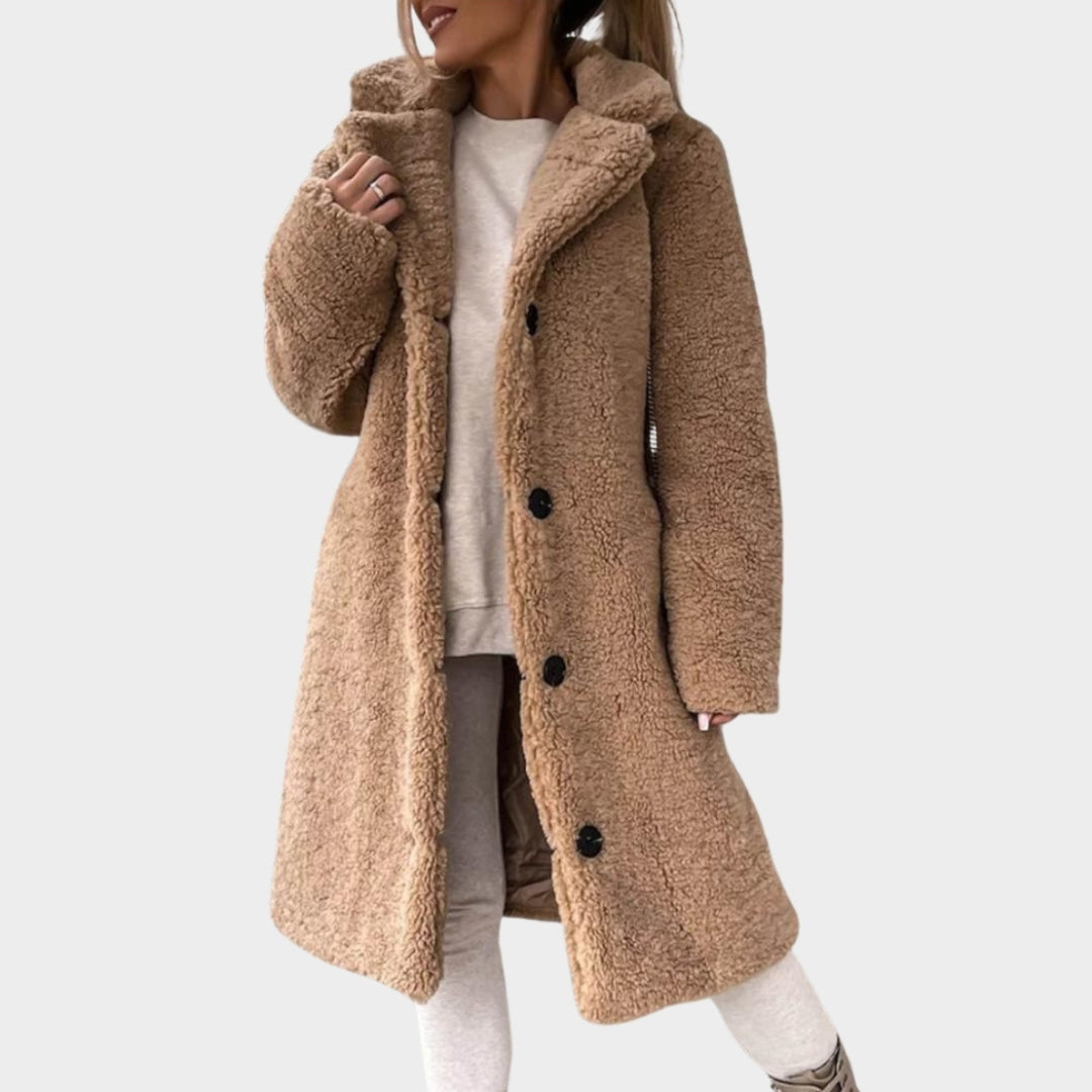 Trendy Women’s Long Teddy Overcoat – Autumn Winter Single-Breasted Trench Coat - Multiple Colours