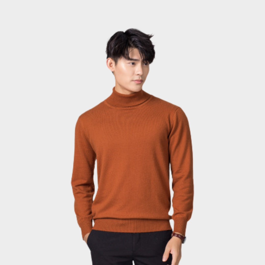 Men's Turtleneck Cashmere Cotton Blend Pullover Sweater – Fall/Winter, Yellow/Blue/Black/and More