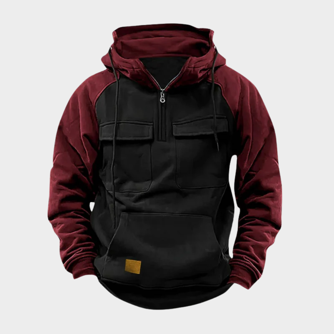 Men Outdoor Utility Hoodie – Long Sleeve Zipper Workwear Sweatshirt Cotton Poly Blend with Pockets Relaxed Fit – Multiple Colours